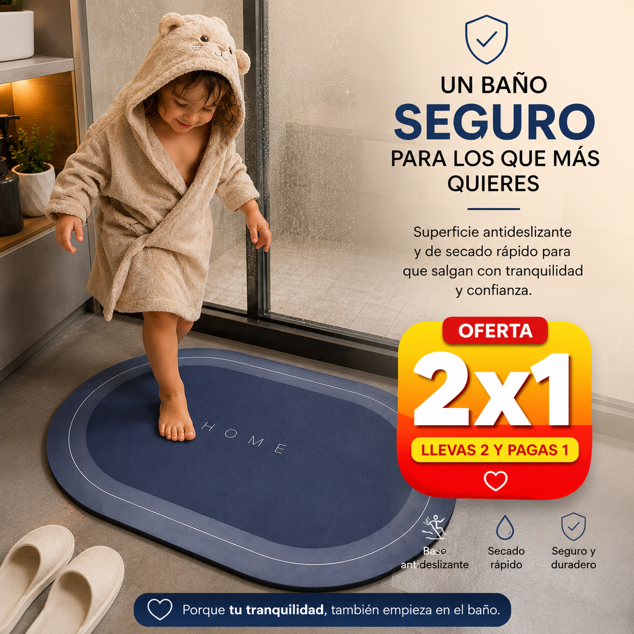 2x1 Tapete secado rápido