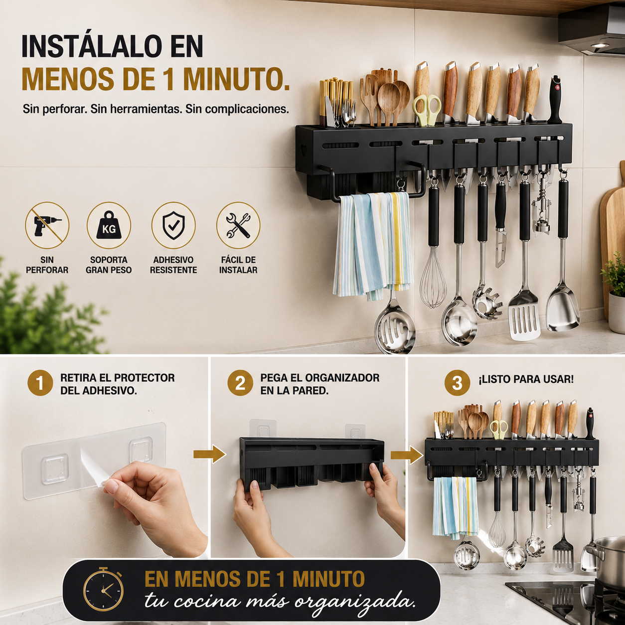 Estante Organizador Porta Cuchillos 50cm
